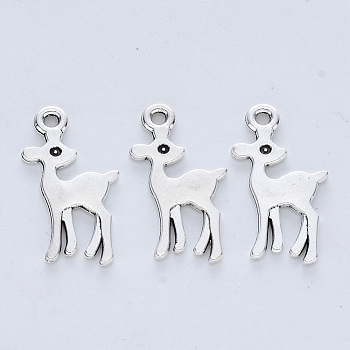 Tibetan Style Alloy Pendants, Cadmium Free & Lead Free, Sika Deer, Antique Silver, 21x11x1mm, Hole: 1.5mm, about 806pcs/500g