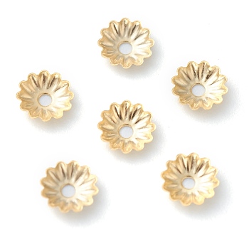 304 Stainless Steel Bead Caps, Multi-Petal, Flower, Golden, 5.7x1.4mm, Hole: 1.2mm
