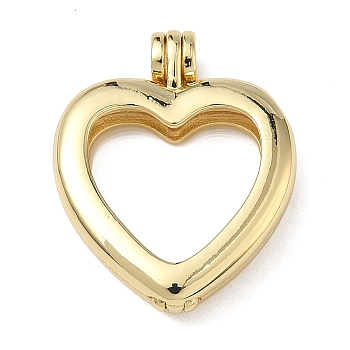 Heart Brass Locket Pendants, with Glass, DIY Accessories for Jewelry Pendant Making, Real 16K Gold Plated, 26x20.5x5mm, Hole: 3mm, Inner Diameter: 15x14.5mm