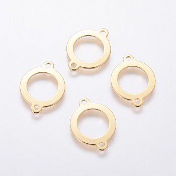 201 Stainless Steel Links connectors, Ring, Golden, 19x14.5x0.8mm, Hole: 1.6mm