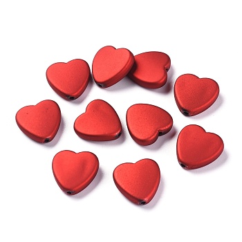Rubberized Style Acrylic Beads, Heart, Brown, 20x20x6mm, Hole: 2mm