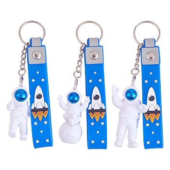 3Pcs Astronaut Keychain Cute Space Keychain for Backpack Wallet Car Keychain Decoration Children's Space Party Favors, Blue, 21.5cm