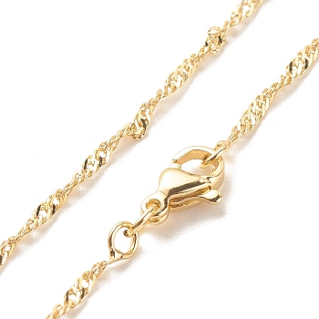 Brass Singapore Chains Necklace for Women, Cadmium Free & Lead Free, Real 18K Gold Plated, 17.91 inch(45.5cm)