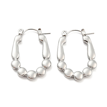 Oval Bubble 304 Stainless Steel Hoop Earring for Women, Stainless Steel Color, 27x19.5x3mm