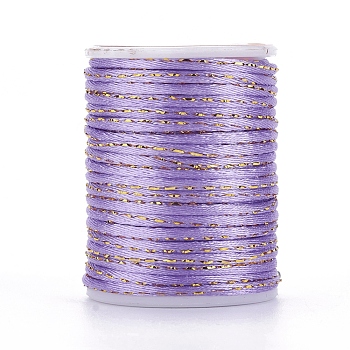 Polyester Cord, with Gold Metallic Cord, Chinese Knotting Cord, Lilac, 1.5mm, about 4.37 yards(4m)/roll