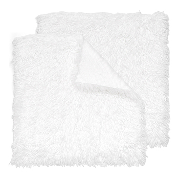 2Pc Polyester Plush Fabric, DIY Crafts Supplies, Square, White, 400~415x400~415x19mm