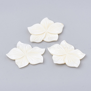 55mm Creamy White Flower Freshwater Shell Cabochons