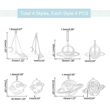 DICOSMETIC 16Pcs 4 Style 201 Stainless Steel Pendants(STAS-DC0005-04)-2