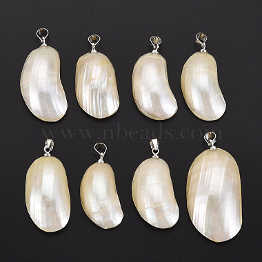 Platinum White Oval Other Sea Shell Pendants