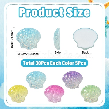 30Pcs 6 Colors Gradient Color Transparent Resin Cabochons(RESI-YW0005-97)-3