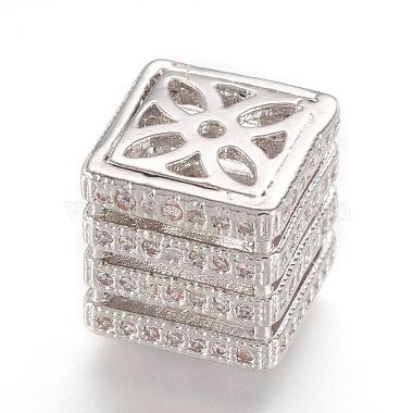 11mm Cube Brass+Cubic Zirconia Beads