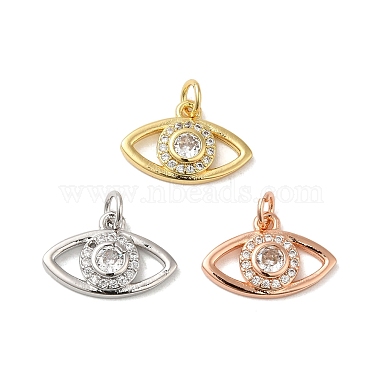 Mixed Color Clear Evil Eye Brass+Cubic Zirconia Pendants