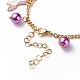 Alloy Enamel & Glass Pearl Charm Bracelet with 304 Stainless Steel Chains for Women(BJEW-JB08707-04)-6