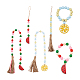 Crafans 6Pcs 6 Style Wood & Fringed Beaded Pendant Decoration(HJEW-CF0001-15)-8