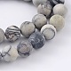 Round Frosted Natural Black Silk Stone/Netstone Bead Strands(G-M248-8mm-03)-2