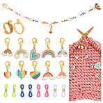 Rainbow DIY Knitting Tool Sets, including Locking Stitch Markers, Counter Chains, Knitting Needle Stoppers & Yarn Guide Finger Holder, Golden, 3~29cm, 23pcs/set(HJEW-NB00058)