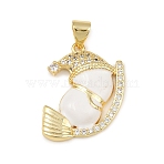 Christmas Brass Micro Pave Cubic Zirconia Enamel Pendants, Golden, Snowman, 22x17x4mm, Hole: 4x3mm(KK-B164-01G-01)