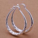 Women Big Earrings Silver Color Plated Brass Fancy Cut teardrop, Hoop Earrings, 39x32mm(EJEW-BB11707)
