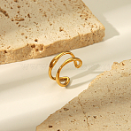 Adjustable 304 Stainless Steel Open Cuff Ring for Women, Anti-fade, European and American Style., Golden, Inner Diameter: 17mm(HG9986-5)