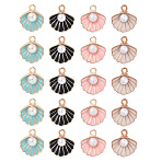 20Pcs 4 Colors Zinc Alloy Enamel Pendants, with ABS Plastic Imitation Pearl, Shell, Light Gold, Mixed Color, 15.5x14.5x6mm, Hole: 2mm, 5pcs/color(ENAM-FP0001-37)