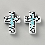 Halloween Cross Silicone Beads, White, 33x24x8mm, Hole: 2mm(SIL-WH0025-01F)