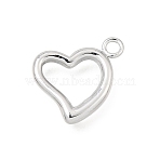 Valentine's Day 304 Stainless Steel Charms, Heart Charms, Stainless Steel Color, 14.5x14x2mm, Hole: 2mm(STAS-E531-17P)
