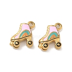 304 Stainless Steel Enamel Pendants, Ice Skates Charms, Ion Plating(IP), Real 18K Gold Plated, 14x11.5x5mm, Hole: 1.6mm(STAS-L316-03G)