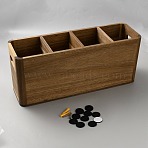 Wood Wall-mounted Tableware Classification Box, Rectangle, BurlyWood, 400x120x170mm(AJEW-WH0596-625)