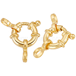 2Pcs 925 Sterling Silver Spring Ring Clasps, Ring, Real 18K Gold Plated, 10mm(FIND-PH0022-63G)