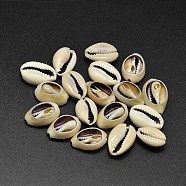 Natural Cowrie Shell Beads, No Hole, Pale Goldenrod, 17~20x10~12x5~6mm, about 490pcs/500g(BSHE-O007-73)