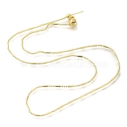 Rack Plating Brass Column & Ball Link Chain Necklaces, Adjustable Slider Necklaces with Lobster Claw Clasps, Long-Lasting Plated, Cadmium Free & Lead Free, Real 18K Gold Plated, 19.69 inch(50cm)(MAK-L042-06G)