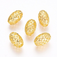 Rack Plating Brass Filigree Beads, Hollow, Oval, Golden, 12x8mm, Hole: 3.5mm(KK-D530-08G)
