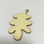 Wood Pendants, Leaf, Floral White, 80x45x2.5mm, Hole: 3mm(WOOD-WH0002-05)