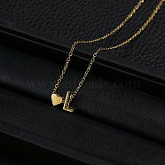 Alloy Letter Heart Pendant Necklaces for Women, Golden, Letter L, 15.75 inch(40cm)(WGBB55E-08)