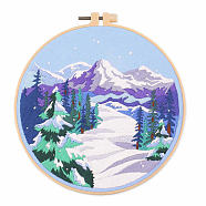 DIY Embroidery Kits, Including Printed Fabric, Embroidery Thread & Needles, Embroidery Hoop, Purple, 200mm(PW-WG89551-02)
