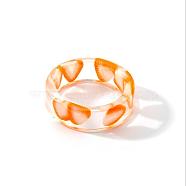 Resin Plain Band Rings, Polymer Clay Fruit Slice inside Rings for Women Girls, Strawberry, 17mm(FS-WG41763-17)