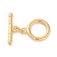 Rack Plating Eco-Friendly Brass Toggle Clasps, Long-Lasting Plated, Ring, Real 18K Gold Plated, 21mm, 15x12x2mm, Hole: 1.6mm, Bar: 5.5x18.5x2.5mm, Hole: 1.6mm(KK-S403-16G)