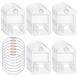 30Pcs Acrylic Thread Winding Boards, with 6Pcs Stainless Steel Wire Keychain Clasps, Clear, Board: 41.5x31.5x3mm, Hole: 7mm, Clasps: 152x2mm(TOOL-BC0002-24)