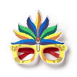 Felt Brazil Carnival Eyeglasses Frame Decoration, Glasses Masquerade Masks, Stage Performance Props, with Plastic Holder, Feather Pattern, 150x162x15mm(AJEW-G044-01D)