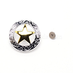 1-Hole Alloy Decorative Rivets, Flat Round with Star, for DIY Luggage and Hardware Accessaries, Silver, 29x7.9~12.5mm, Hole: 3.4mm(PALLOY-WH0092-13S)