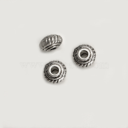 Tibetan Style Alloy Beads, Rondelle, Cadmium Free & Nickel Free & Lead Free, Antique Silver, 4.5x2.5mm, Hole: 1mm(TIBEB-ZN664-AS-NR)