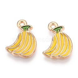 Alloy Enamel Charms, Banana, Light Gold, Gold, 15x11x2mm, Hole: 1mm(ENAM-S121-087)