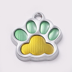 Alloy Enamel Pendants, Two Tone, Dog Paw Prints, Platinum, Gold, 17.7x16.6x2mm, Hole: 2mm(ENAM-TAC0001-06B)