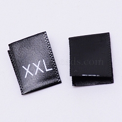 Kid's Size Label, Woven Crafting Craft Cotton Labels, for Clothing Sewing, XXL, Black, 35x13x0.1mm, about 200pcs/bag(DIY-WH0183-76XXL-01)