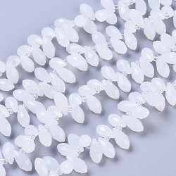 Glass Beads Strands, Top Drilled Beads, Imitation Jade Glass, Faceted, Teardrop, WhiteSmoke, 12x5.5~6mm, Hole: 0.8mm, about 99pcs/strand, 16.93 inch(43cm)(EGLA-L020-J02)
