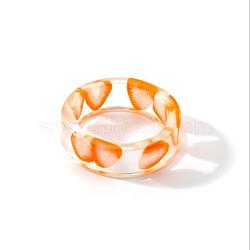 Resin Plain Band Rings, Polymer Clay Fruit Slice inside Rings for Women Girls, Strawberry, 17mm(FS-WG41763-17)