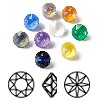 Mocha Fluorescent Style K9 Glass Rhinestone Cabochons, Pointed Back, Diamond, Mixed Color, 6x4mm