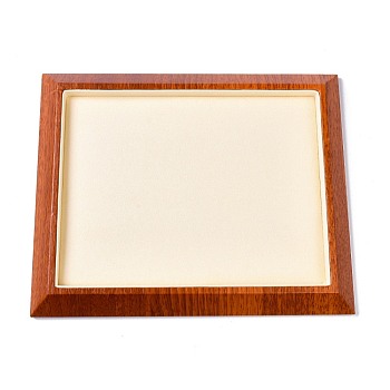 Rectangle Wood Pesentation Jewelry Bracelets Display Tray, Covered with Microfiber, Coin Stone Organizer, Antique White, 25x20x2.1cm