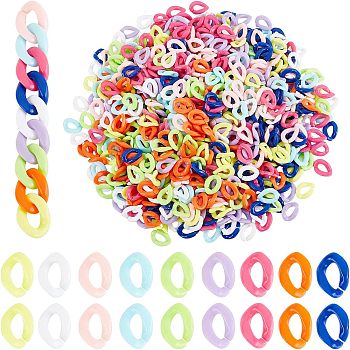 720Pcs 9 Colors Opaque Acrylic Linking Rings, Quick Link Connectors, for Jewelry Curb Chains Making, Twist, Mixed Color, 19x13x4mm, Inner Diameter: 5x9mm, 80pcs/color