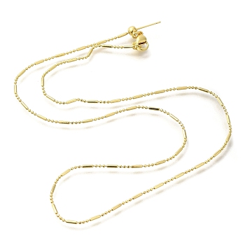 Rack Plating Brass Column & Ball Link Chain Necklaces, Adjustable Slider Necklaces with Lobster Claw Clasps, Long-Lasting Plated, Cadmium Free & Lead Free, Real 18K Gold Plated, 19.69 inch(50cm)